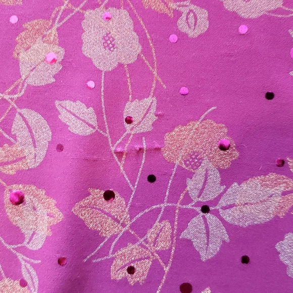 Susan Graver Purple Floral Scoop Neck 3/4 Sleeve Blouse Large - Picture 6 of 9